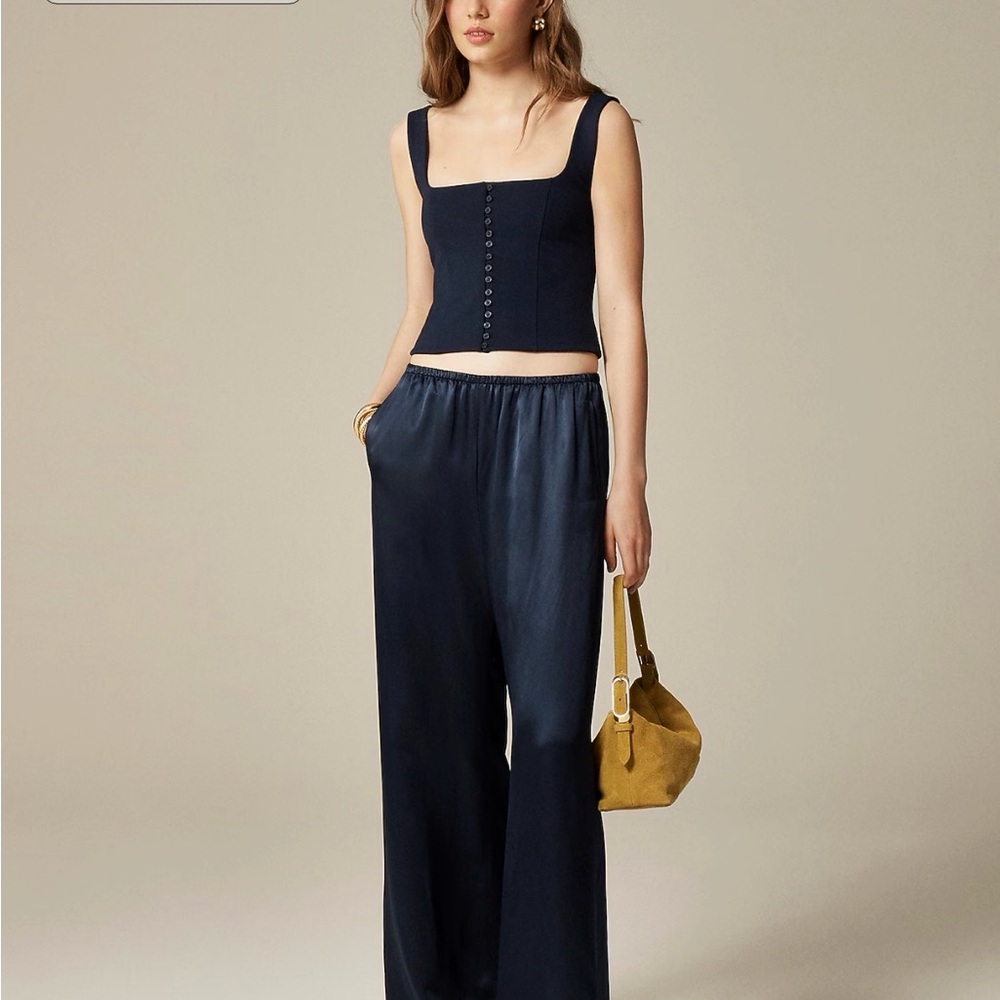 J. Crew Navy Corset top in stretch ponte - Picture 3 of 9